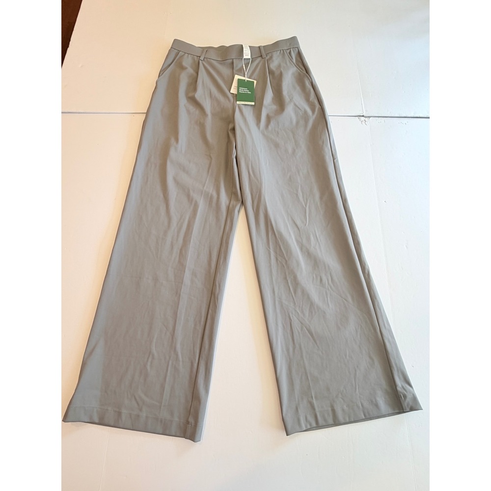 Halara Grey Wide Leg Pleated Trousers High Waisted Stretch Pants Large Regular